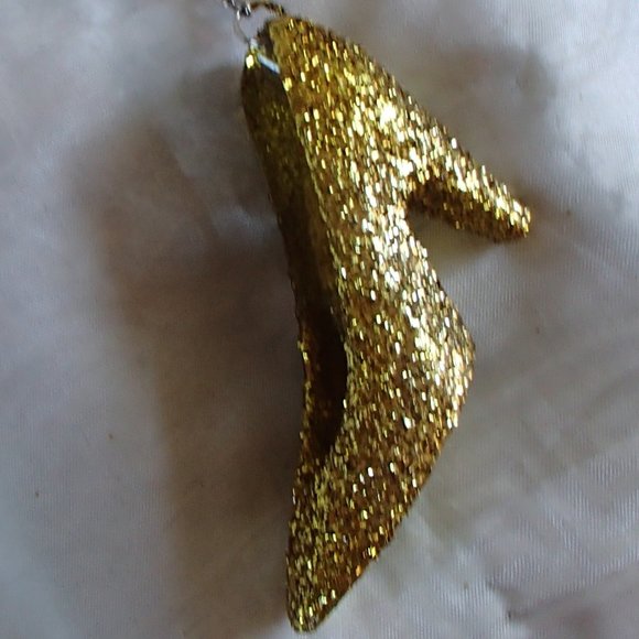 Golden Slipper Shoe Keychain Acrylic Glitter Altered Audi Lee Handcrafted - Picture 6 of 16